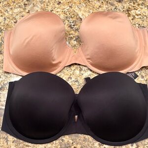 Victorias Secret Strapless Bra Set - Black and Tan